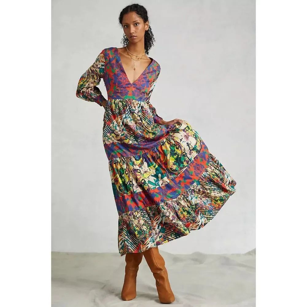 Anthropologie Abstract Maxi Dress